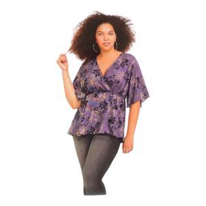 Torrid Womens Size 5 Lily Floral Print Baby Georgette Surplice Faux Wrap Blouse